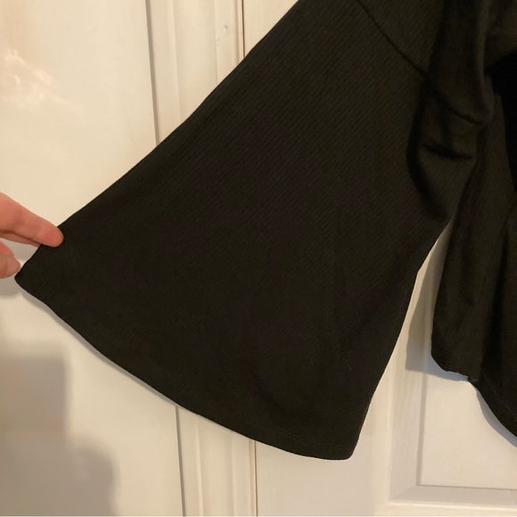 Torrid Black Ribbed Bell Sleeve Midi Off Shoulder Top - Picture 6 of 6